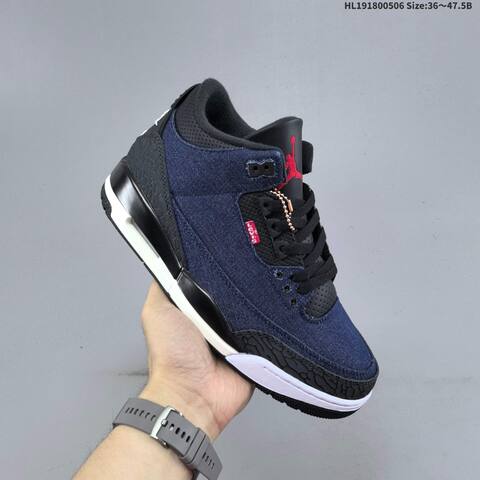 Jordan Levi s x Air Jordan 3 Retro SP Denim Navy Black White Red EU 36-47 5 Basketball - Unisex BS-66027