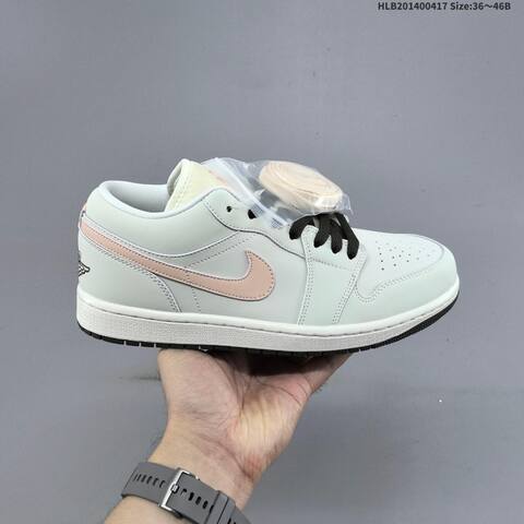 Jordan Air Jordan 1 Low White Gray Pink 36 46B Lifestyle - Women's (BS-66147)