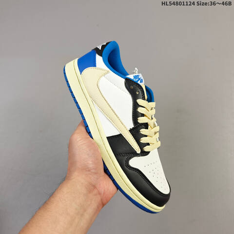 Nike Air Jordan 1 Low Travis Scott White Black Blue Cream 36-46 Casual - Unisex (BS-63168)