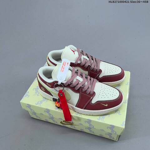 Nike Air Jordan 1 Low Black White Red 36 45 Casual - Unisex (BS-66107)