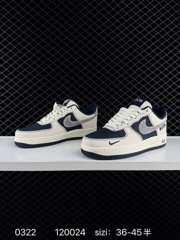 Nike Air Force 1 07 Navy Cream With Gray Swoosh EU 36-45 Lifestyle - Unisex (BS-72524)