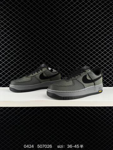 Nike Air Force 1 Black With Neon Yellow Grid Pattern Grey Midsole Black Outsole EU 36-45 Half Sizes Available Lifestyle - Unisex (BS-71898)