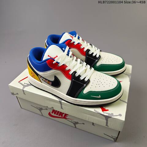 Jordan Air Jordan 1 Low White Green Black Red Blue Yellow EU 36-45 Basketball - Unisex (BS-63921)