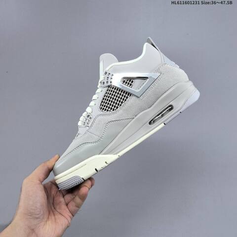 Jordan Air Jordan 4 Retro Frozen Moments Light Gray White Chrome 36-47 5 Basketball - Unisex (BS-67154)