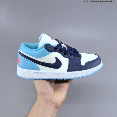 Jordan Air Jordan 1 Low White Blue Navy 36 46B Basketball - Women's (BS-67049)