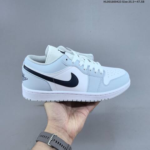 Jordan Air Jordan 1 Low White Light Grey Black 35 5-47 5 Casual - Unisex (BS-66073)