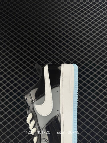 Nike Air Force 1 Low Black Grey White With Icy Blue Outsole EU 36-45 Lifestyle - Unisex (BS-74052)