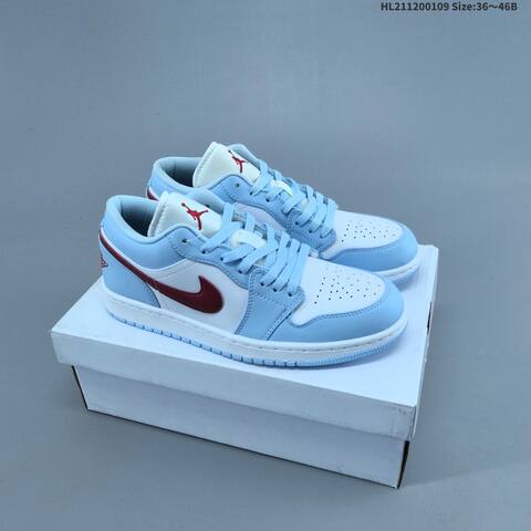 Jordan Air Jordan 1 Low White Blue Navy 36 46B Basketball - Women s BS-67049