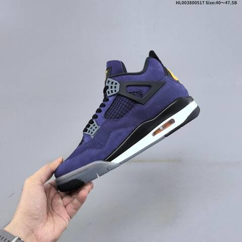 Jordan Air Jordan 4 Retro OG Imperial Purple Black Grey Yellow 40 47 5 Basketball - Men's (BS-65941)