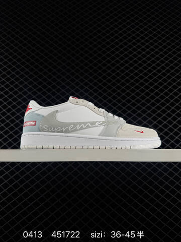 Jordan Air Jordan 1 Low Travis Scott Reverse Mocha Louis Vuitton Supreme Custom Beige White Grey Red Silver EU 36-45 Sneaker - Unisex BS-79491