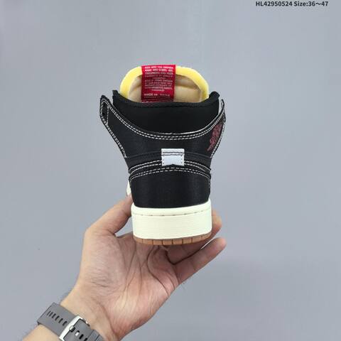 Nike Air Jordan 1 Retro Mid Black Cream White With Red Accents 36 47 Basketball - Unisex (BS-65887)