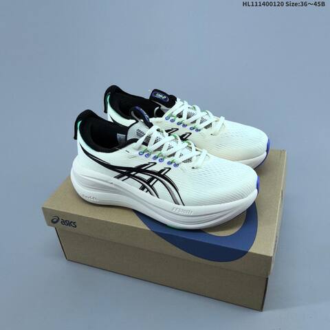 ASICS Gel Nimbus 28 White Black Green Purple EU 36-45 Running Shoe Running Sneakers - Unisex (BS-69054)