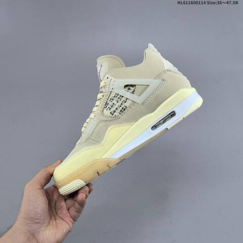 Nike Air Jordan 4 Retro x Off-White Cream Sail Cream 36 47 5 Casual - Unisex (BS-66971)