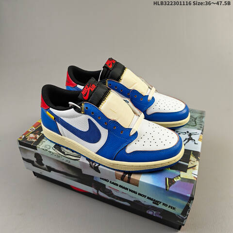 Jordan Air Jordan 1 Low White Blue Red Black Cream 36 47 5 Casual - Unisex (BS-63620)