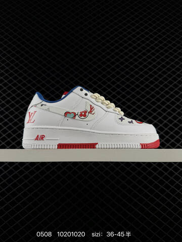 Nike Air Force 1 07 White Blue Black Red EU 36-45 Casual - Unisex (BS-71598)