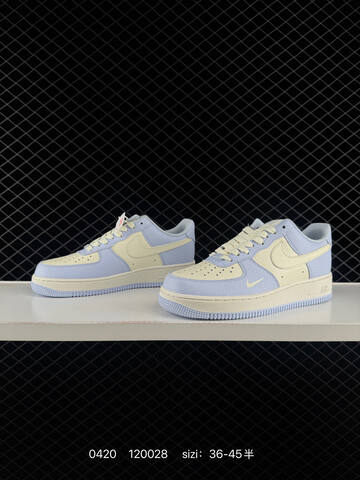 Nike Air Force 1 07 Light Blue And Cream White EU 36-45 Half Sizes Available Lifestyle - Unisex (BS-71994)