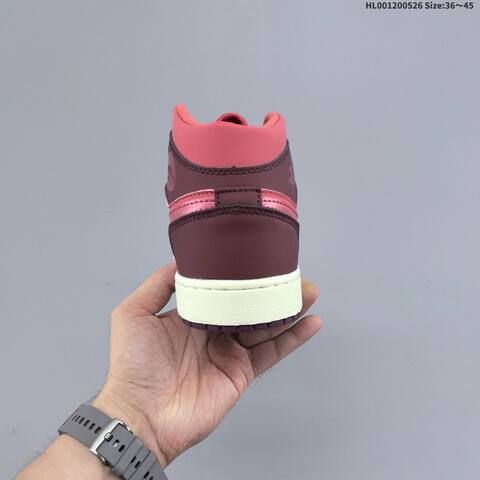 Jordan Air Jordan 1 Mid SE Pink And Burgundy Valentine s Day 36 45 Casual - Unisex (BS-65873)