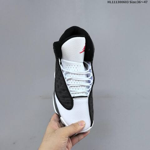 Nike Air Jordan 13 Black White Gray With Green Hologram EU 36-47 Basketball - Unisex (BS-65814)
