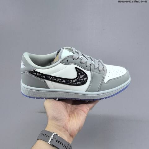 Jordan Air Jordan 1 Low White Grey Black Blue 36 46 Lifestyle - Unisex (BS-66223)