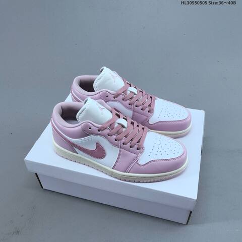 Nike Air Jordan 1 Low Pink And White 36 40B Casual - Women's (BS-66029)