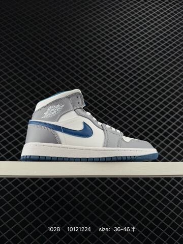 Jordan Air Jordan 1 Retro Mid 852542-010 Grey White Navy Blue EU 36-46 Sneaker - Unisex BS-80407