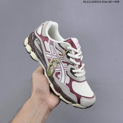 ASICS GEL-NYC 1203A788-100 Cream Burgundy Grey Brown EU 36-45 Running Shoe Running Sneakers - Unisex (BS-68995)