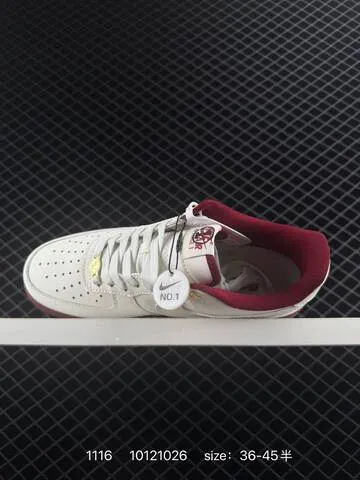Nike Air Force 1 Low White Burgundy 36-45 5 Lifestyle - Unisex BS-74185