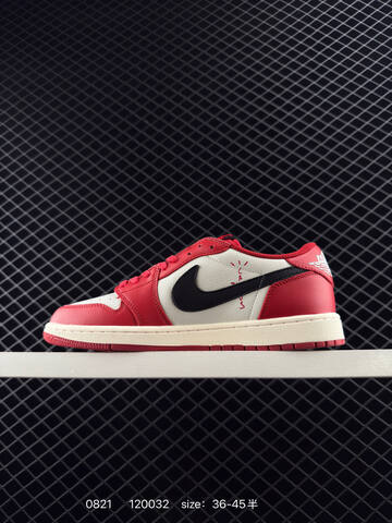Jordan Travis Scott x Air Jordan 1 Low Canary Red White Black Sail EU 36-45 Sneaker - Unisex (BS-80867)