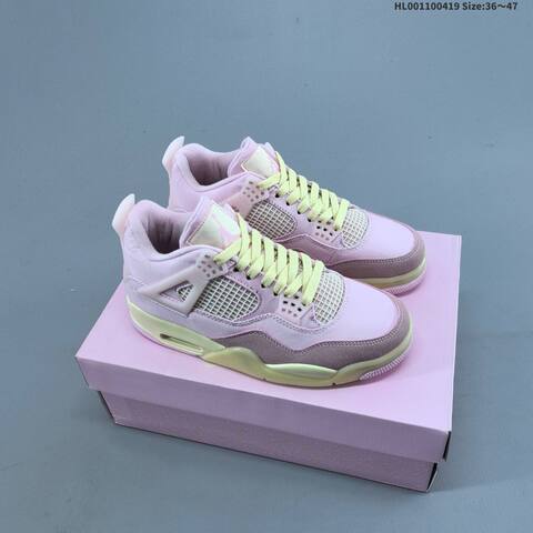Jordan Air Jordan 4 Retro Pink Purple Yellow 36 47 Basketball - Unisex (BS-66139)