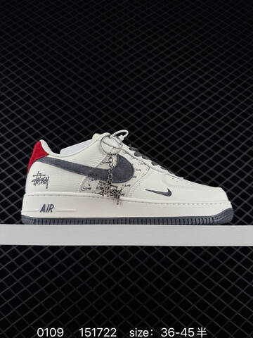 Nike Air Force 1 07 Low x Stussy White Olive Green 36-45 Lifestyle - Unisex (BS-73222)