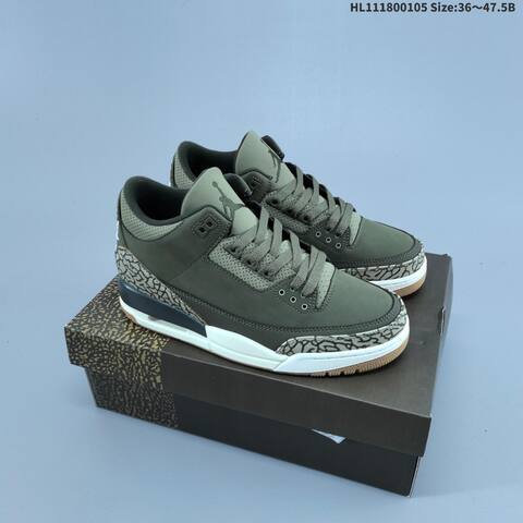 Jordan Air Jordan 3 Retro Olive Green Black White Gum 36 47 5 Basketball - Unisex (BS-67106)