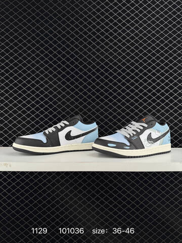 Jordan Air Jordan 1 Low Black White Light Blue Cream EU 36-46 Sneaker - Unisex BS-80161