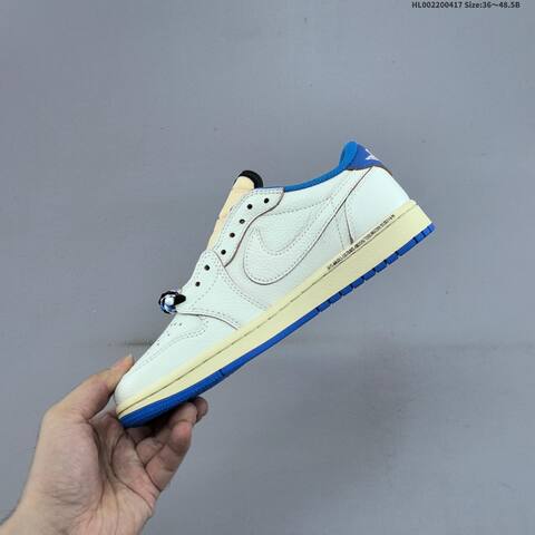 Jordan Travis Scott x Fragment Design x Air Jordan 1 Low OG Sail Blue Black EU 36-48 5 Casual - Unisex (BS-66156)