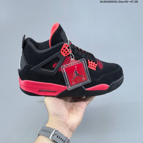 Jordan Air Jordan 4 Retro Black Red 40 47 5 Basketball - Men's (BS-66102)
