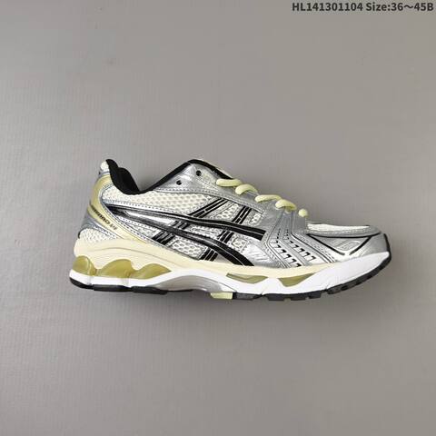ASICS GEL-KAYANO 14 Silver Off White Black Pale Yellow EU 36-45 Running Shoe Running Sneakers - Unisex (BS-69324)