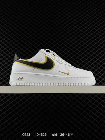 Nike Air Force 1 Low White Black Gold Light Blue Pale Yellow EU 36-46 Lifestyle - Unisex BS-71269