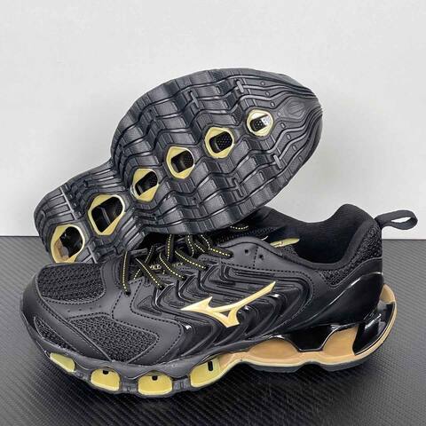 Mizuno Wave Prophecy LS Black Gold Running Shoe Running Sneakers (BS-86781)