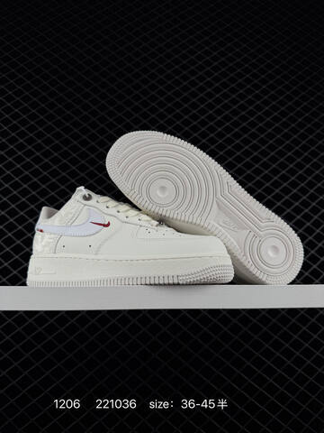 Nike Air Force 1 Low White Cream With Red Accents 36-45 Lifestyle - Unisex (BS-73829)