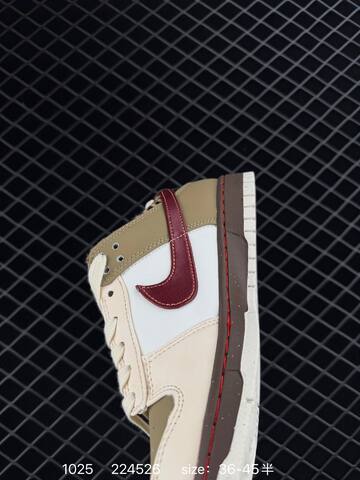 Nike SB Dunk Low Beige Olive White With Burgundy Swoosh And Leopard Print Collar 36-45 Skate - Unisex (BS-74590)