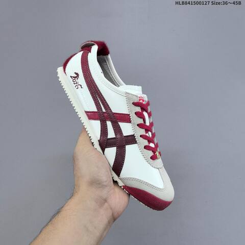 Onitsuka Tiger MEXICO 66 White Cream Burgundy Red EU 36-45 Sneaker Casual Sneakers - Unisex (BS-69034)