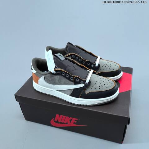 Nike Air Jordan 1 Retro Low Travis Scott Grey Black Brown White 36 47B Lifestyle - Women's (BS-66920)