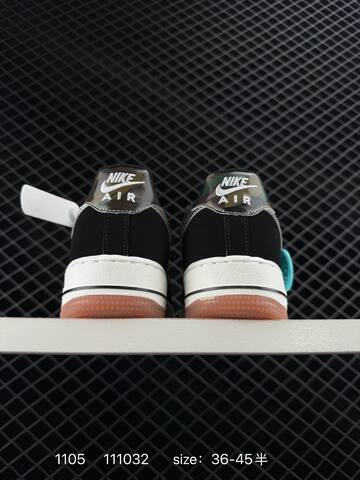 Nike Air Force 1 07 HQ1967-100 Black White With Metallic Silver-camo Swoosh And Gum Pink Outsole EU 36-45 5 Lifestyle - Unisex BS-74357
