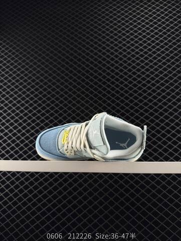 Jordan Air Jordan 4 Retro Denim Worn Blue Light Blue White Sail Brown Yellow EU 36-47 Basketball Shoe - Unisex (BS-81255)