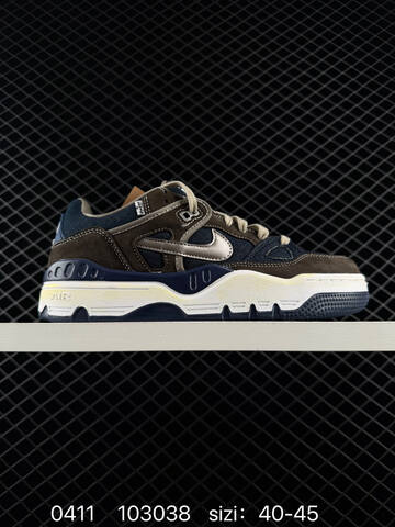 Nike Air Force 3 Low Dark Brown Suede Navy Denim Metallic Silver Swoosh Off-white Aged Midsole Navy Outsole EU 40-45 Lifestyle - Men's (BS-72175)
