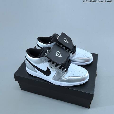 Jordan Air Jordan 1 Mid Silver White Black 36 46B Basketball - Women's (BS-66224)