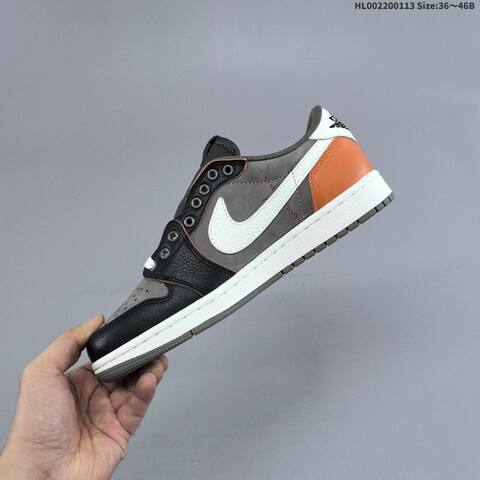 Nike Dunk Low Grey Black White With Orange Accents 36 46 Casual - Unisex (BS-66990)