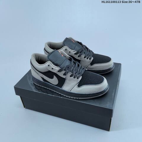 Nike Air Jordan 1 Low Black Grey 36 47B Casual - Women's (BS-66986)