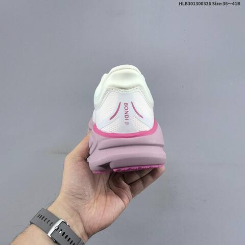 HOKA ONE ONE Bondi 8 White Light Pink Dark Pink EU 36-41 Running Shoe Running Sneakers - Unisex (BS-69373)