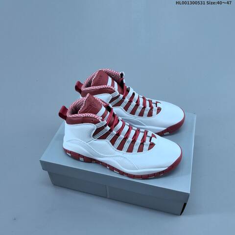 Jordan Air Jordan 10 Retro White Red Steel 40 47 Basketball - Men's (BS-65842)