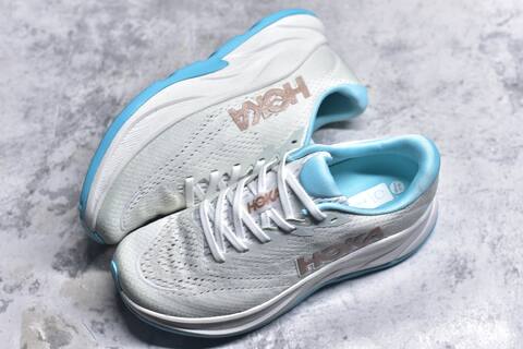 HOKA Rincon 4 White Light Blue Rose Gold Running Shoe Running Sneakers (BS-59413)